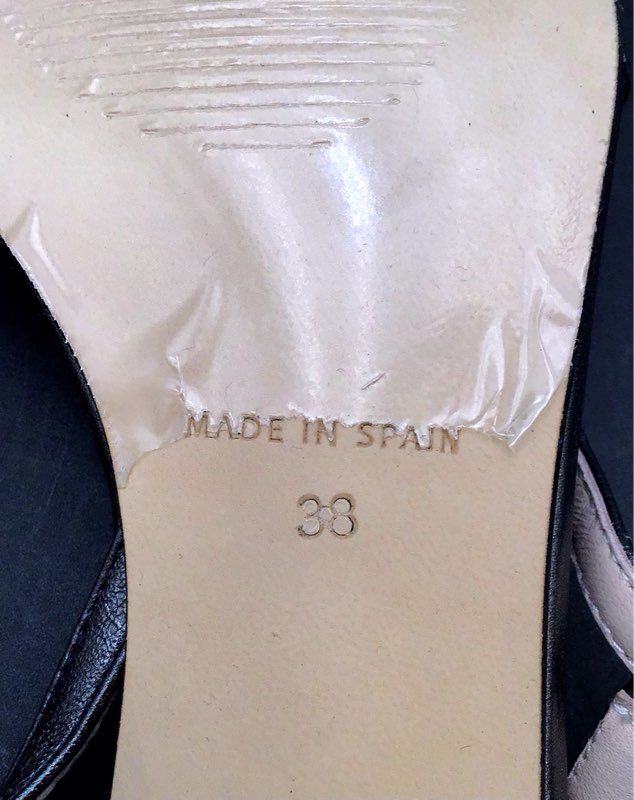 Pedro Antón Pewter Metallic Square Toe Clear Strap Heeled Sandals Size 38 New