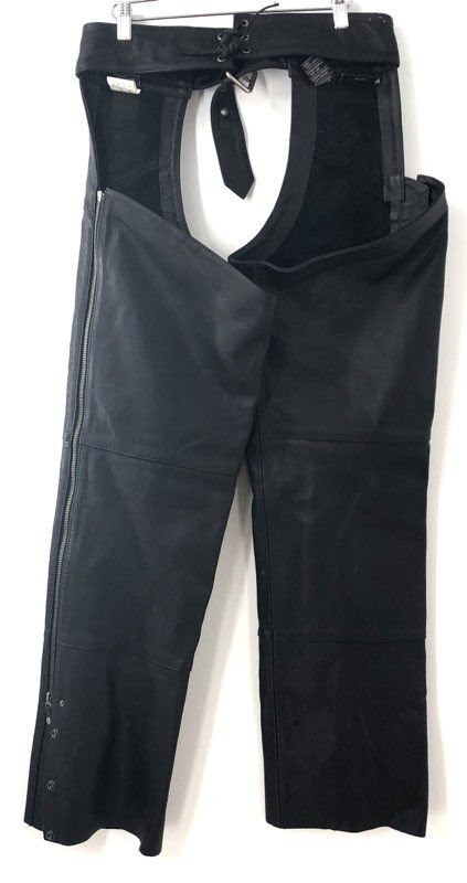 Harley-Davidson Genuine Black Leather Motorcycle Vest and Riding Chaps Set Sz M