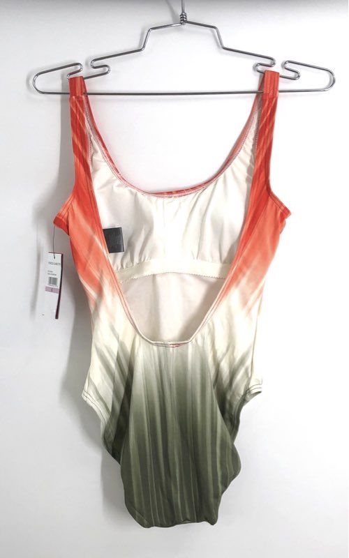Vince Camuto Women's One Piece Swimsuit Ombre Stripe Safari Green NWT Sz 6
