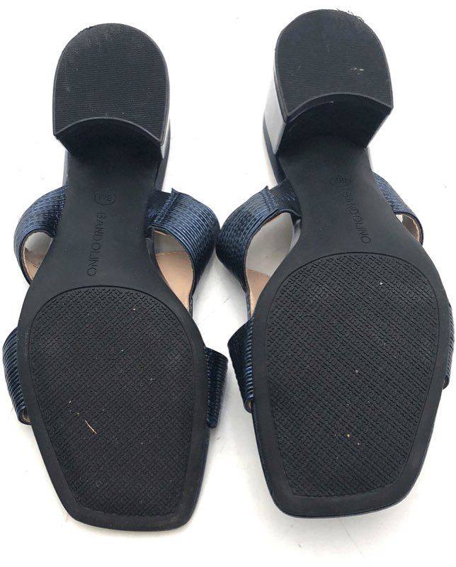 Bandolino Navy Blue Ribbed Strap Block Heel Sandals Mules Women's Size 6M