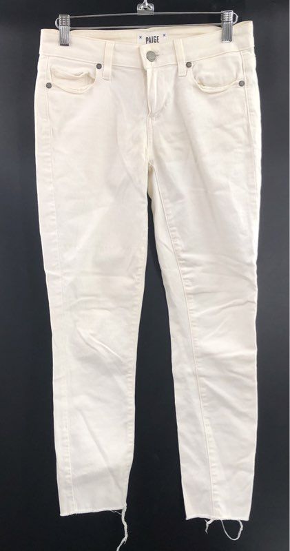 Paige Women's White Verdugo Crop Raw Hem Skinny Stretch Jeans Size 25