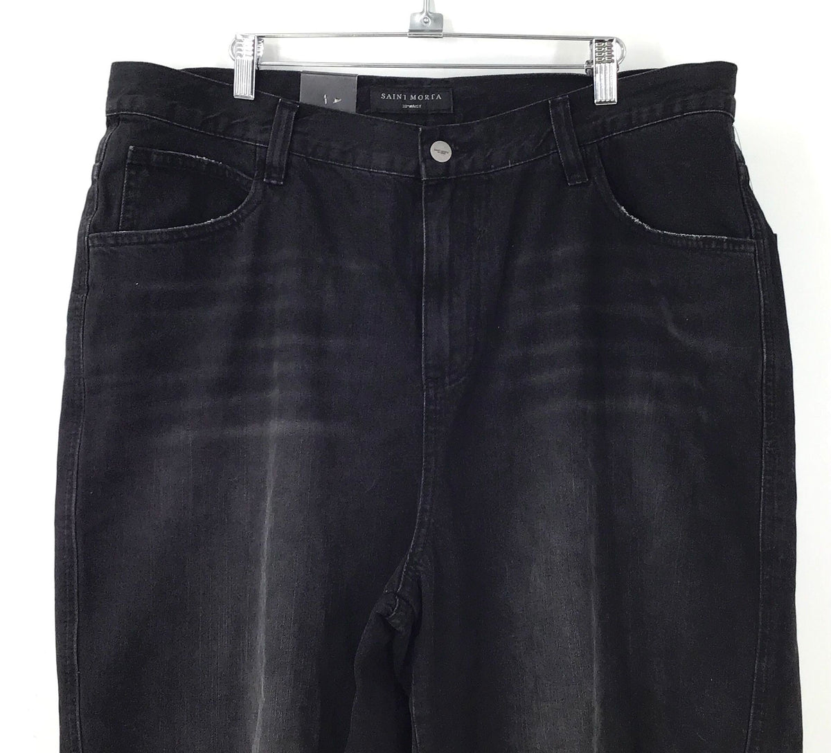 NWT Saint Morta Men's Black Cotton Baggy Straight Jeans - Size 38