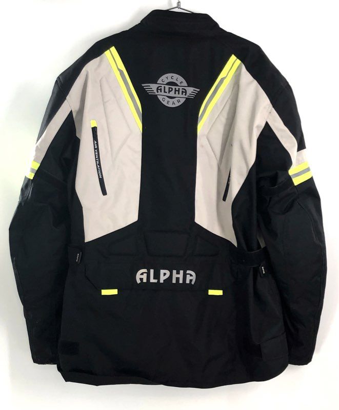 Alpha Cycle Gear Men's Black Grey Hi-Vis Motorcycle Riding Jacket Sz 3XL