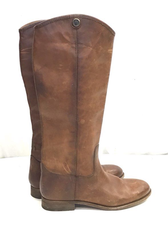 Frye Melissa Button Cognac Brown Leather Tall Riding Boots Women's Size 10 B