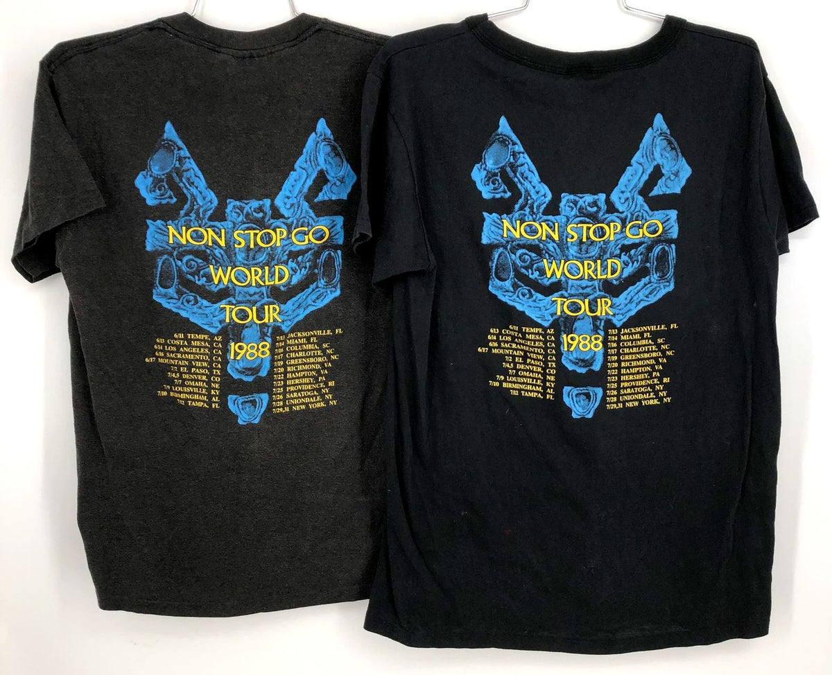 LOT of 2 Vintage 1988 Robert Plant &quot;Non Stop Go&quot; Tour Band T-Shirts - L &amp; XL