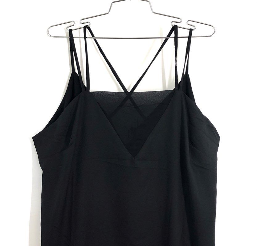 Suzanne Betro Women's Black Strappy V-Neck Criss Cross Back Shift Dress NWT 1X