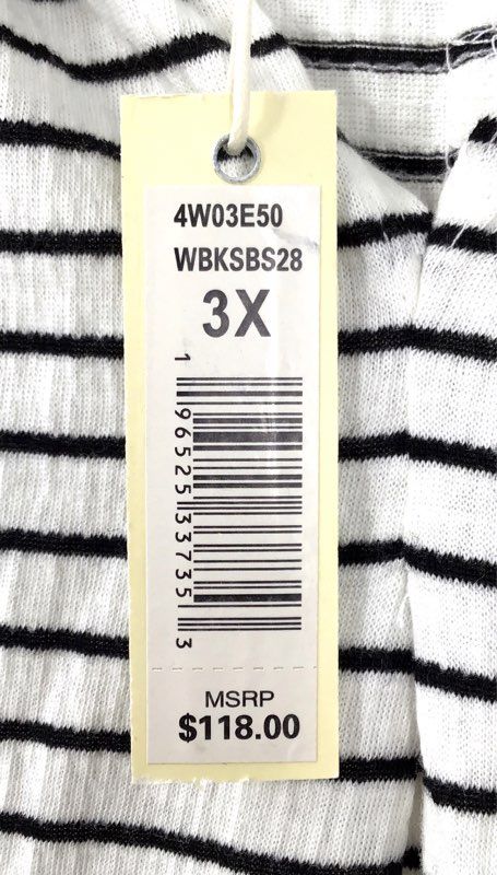 NWT Max Studio Women's Black White Striped A-Line Dress - Size 3X