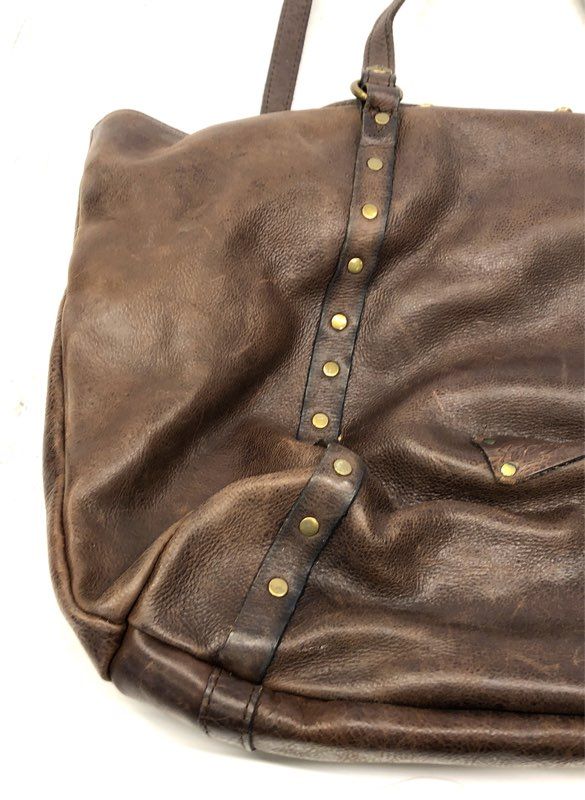 Patricia Nash Brown Leather Studded Nash Tote Bag Brass Hardware