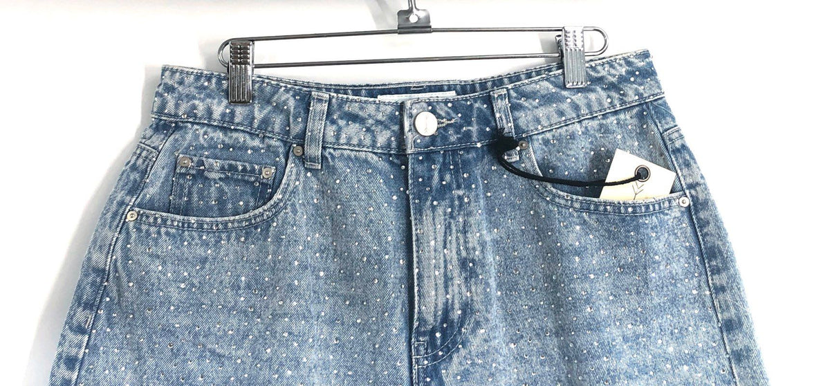 Banjara Women's Acid Wash Studded Rhinestone Denim Shorts Frayed Sz 11/29 NWT