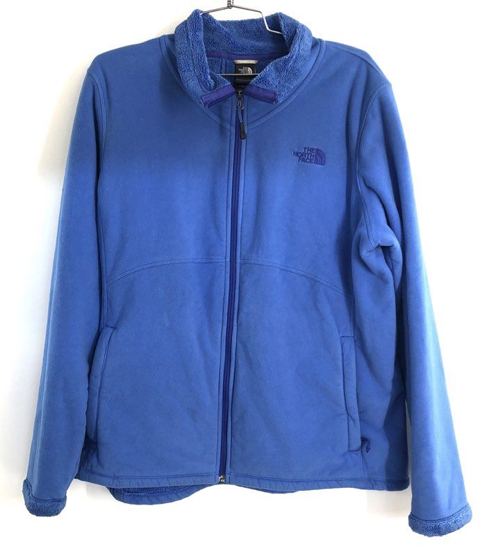 The North Face Women's Blue Full Zip Fleece Jacket High Pile Collar Sz XL