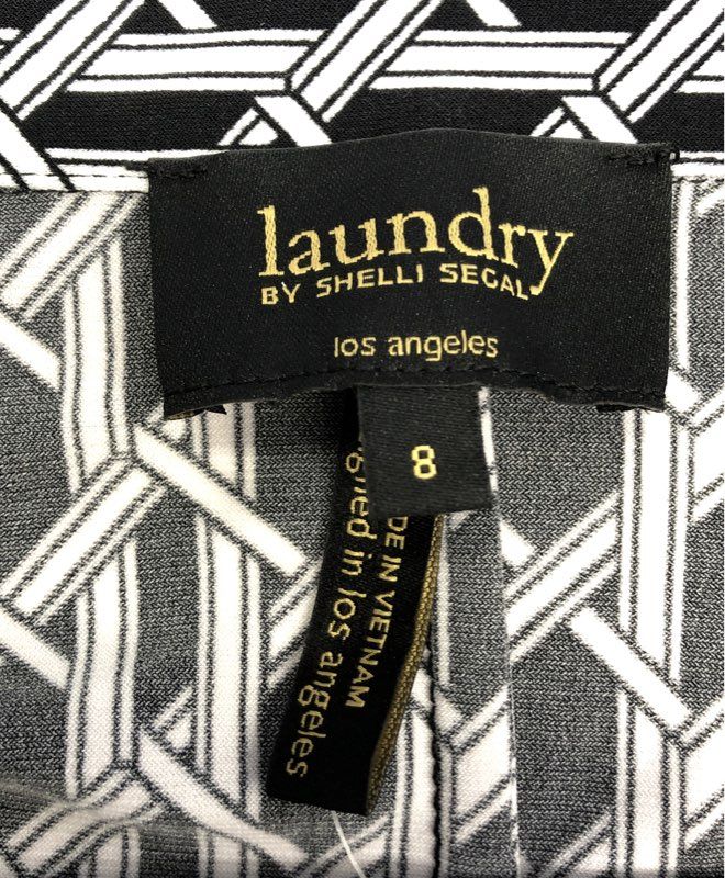 Laundry by Shelli Segal Women's Black White Geometric Shirt Dress NWT Sz 8