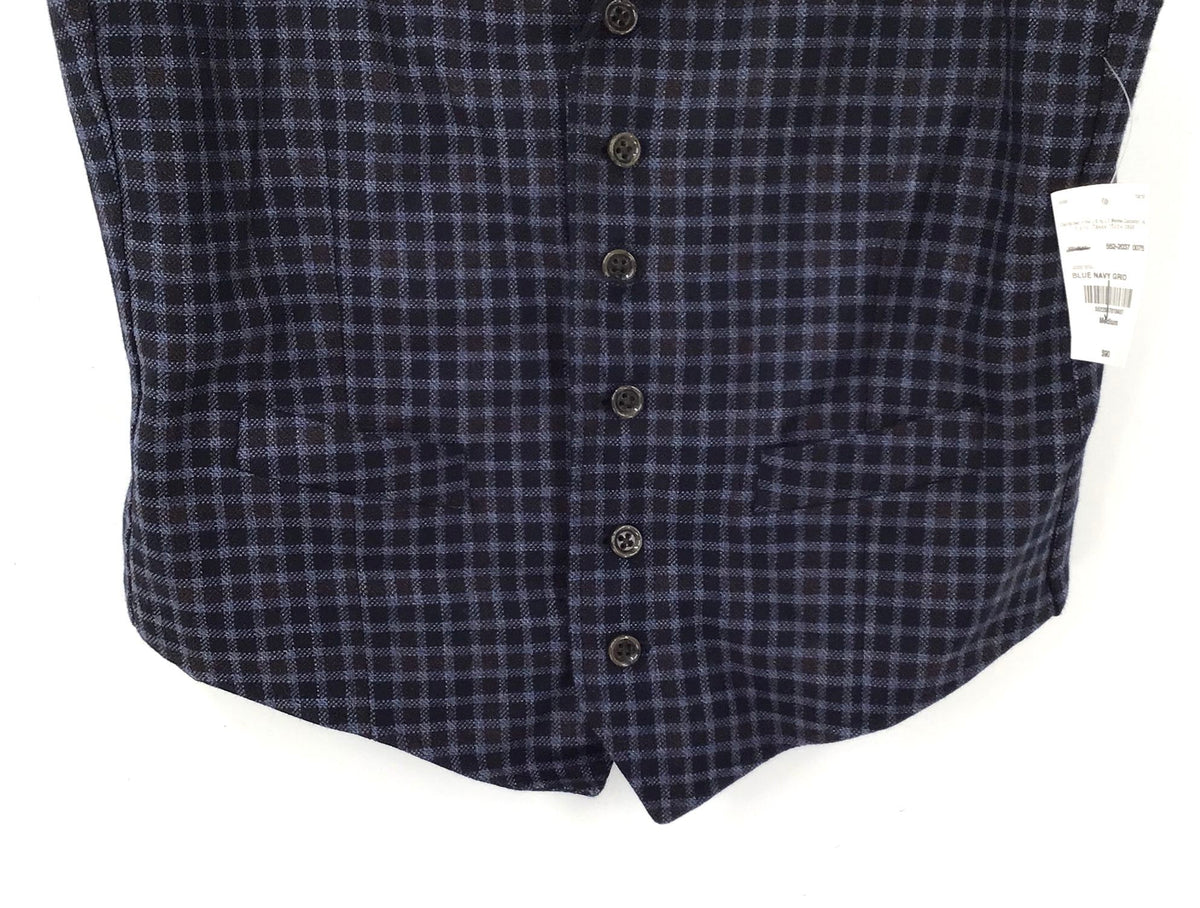 Y2K 2000s NWT Stafford Men's Blue Navy Grid Vest - Size M