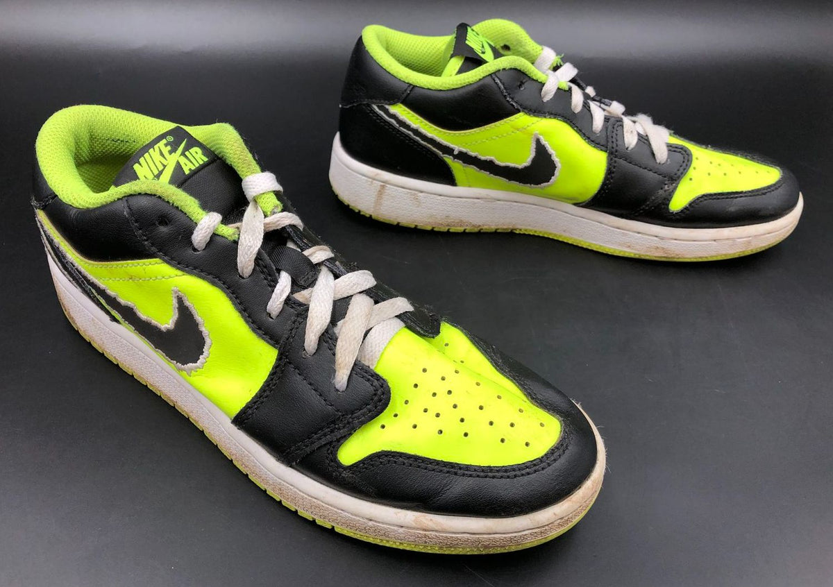 Nike Jordan 1 Low GS 'Big Cat Energy' Black/Neon Green Sneakers - Sz 5.5Y (+COA)