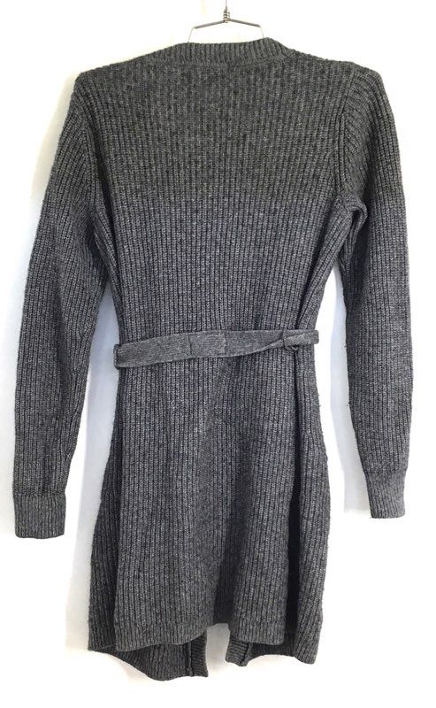 Boden Women's Gray Ribbed Knit Belted Open Front Wool Cashmere Blend Cardigan