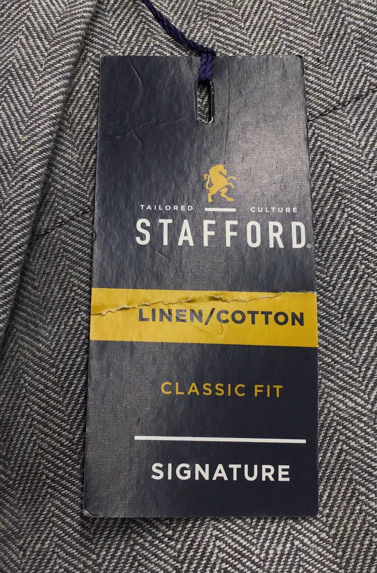 NWT Stafford Men's Gray Herringbone Suit Blazer - 42 Sh