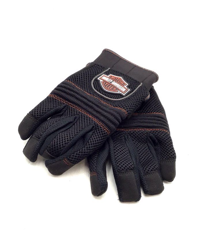 Harley-Davidson Men&#39;s Black Brown Mesh Full-Finger Riding Gloves - Size Small