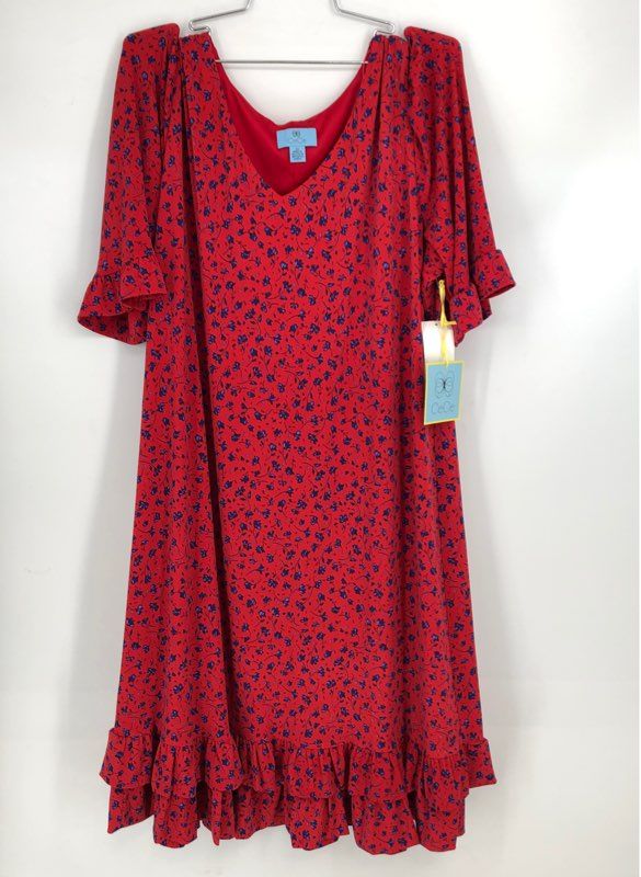 NWT Cece Women&#39;s Cherry Floral Short Sleeve V-Neck Swing Dress - Size 2X