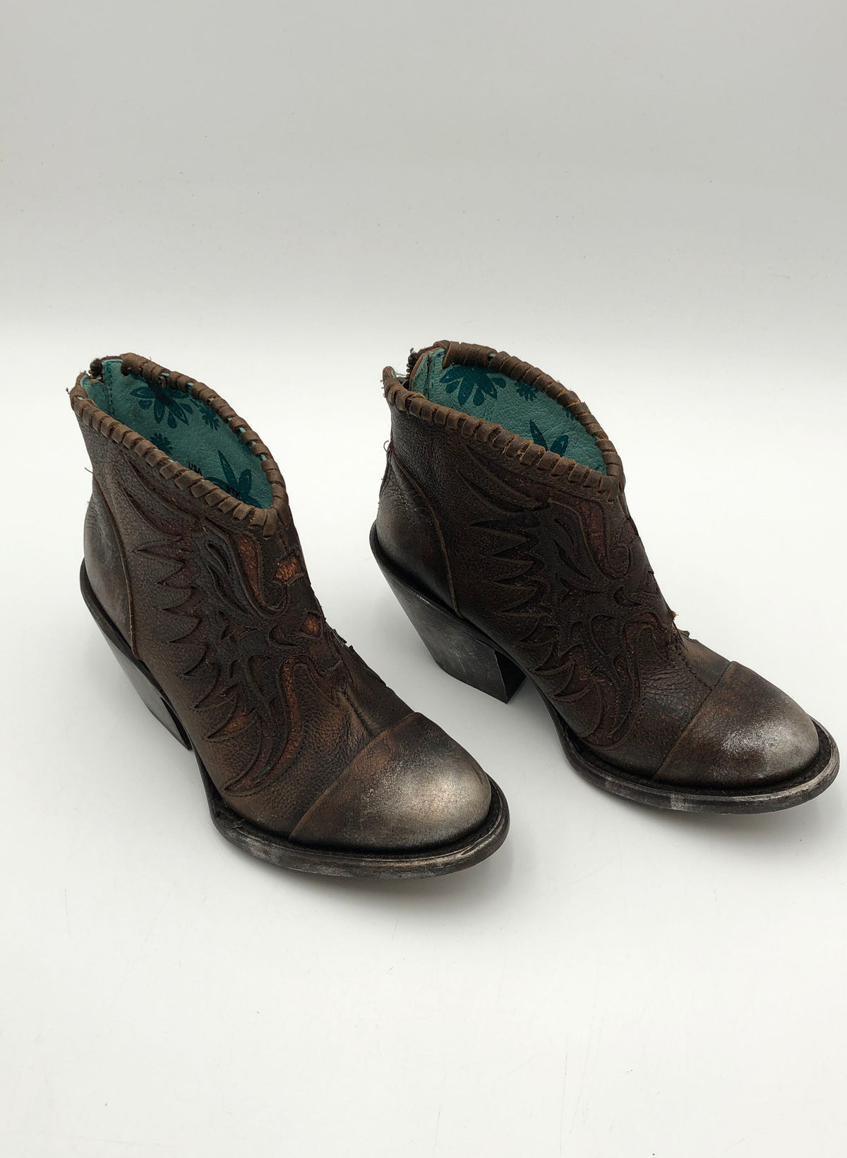 Corral Z0031 Distressed Brown Leather Western Ankle Boots Zip Women's Size 5M