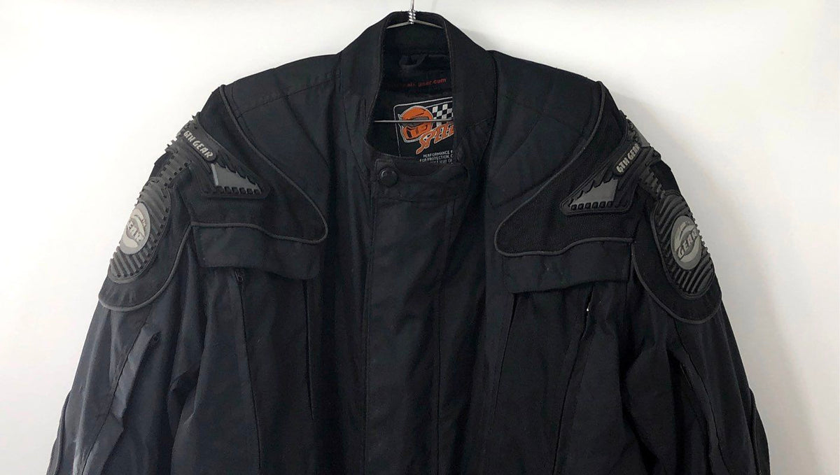 6th Gear Men's Black Speedtec Padded Armor Racing Motorcycle Jacket Size XL