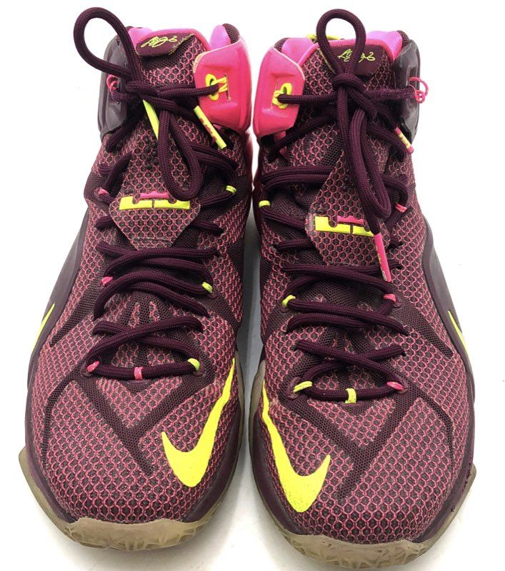 Nike LeBron 12 Double Helix Merlot Volt Pink Basketball Shoes Size 11