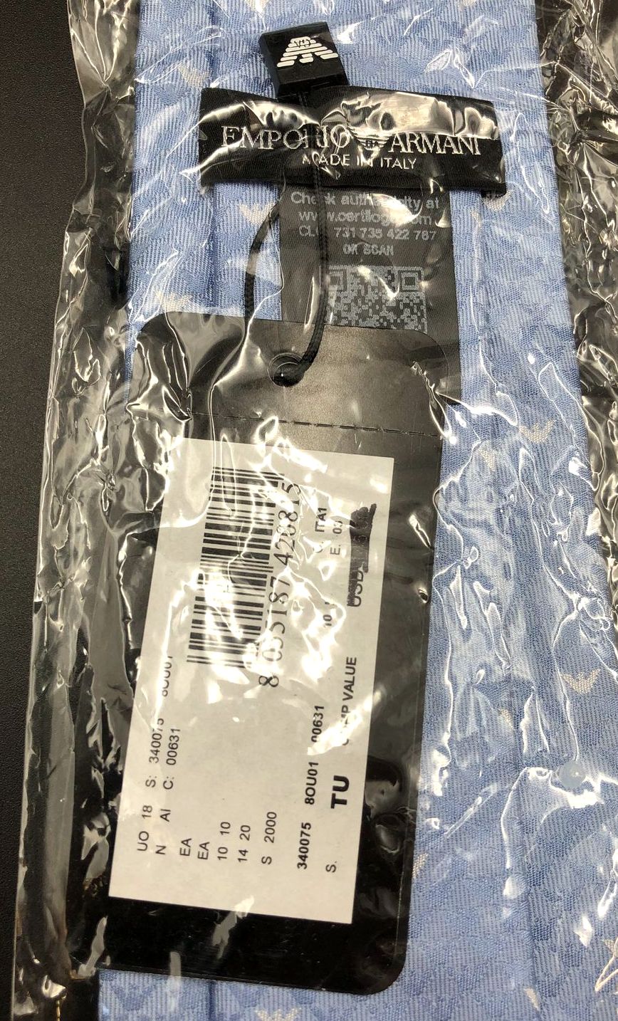 Armani Silk Ties LOT of 3: Blue Dotted (NWT)/Yellow Striped/Burgundy Striped