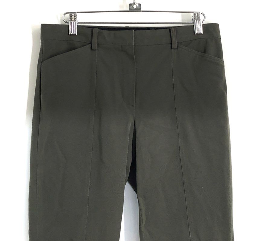 Women's Olive Green Slim Ankle Pants Trousers Center Seam Ankle Zip