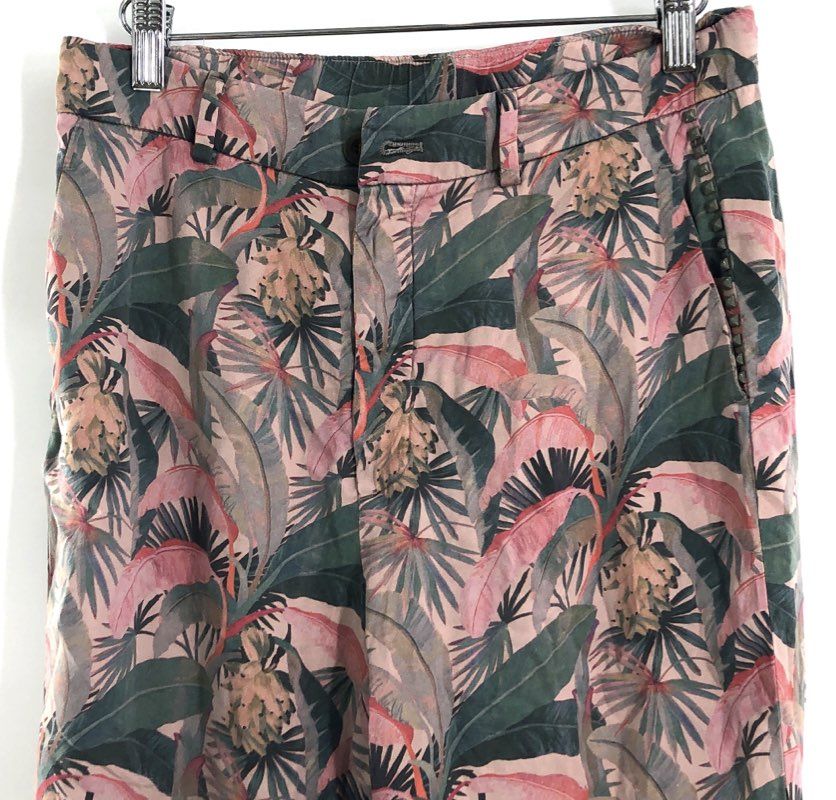 Mason's Women's Pink Green Tropical Linda Summer Lyocell Trousers Sz IT 36