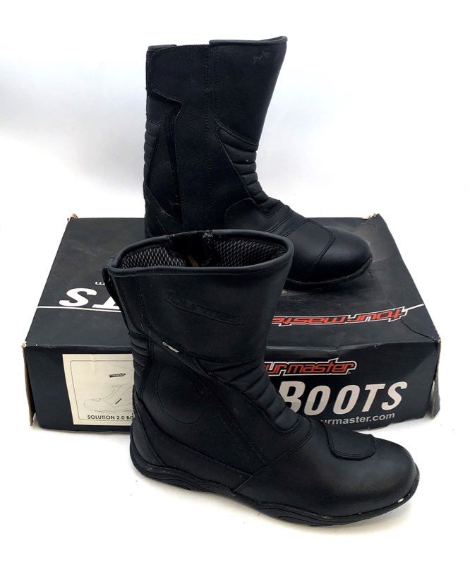 Tourmaster Solution 2.0 Waterproof Black Motorcycle Boots Men's Size 10 EU 44