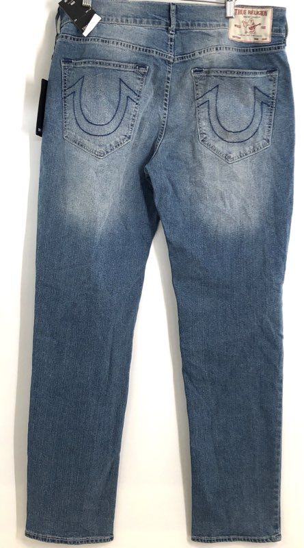 True Religion Men's Geno Relaxed Slim Jeans Medium Golden Wash NWT Sz 36