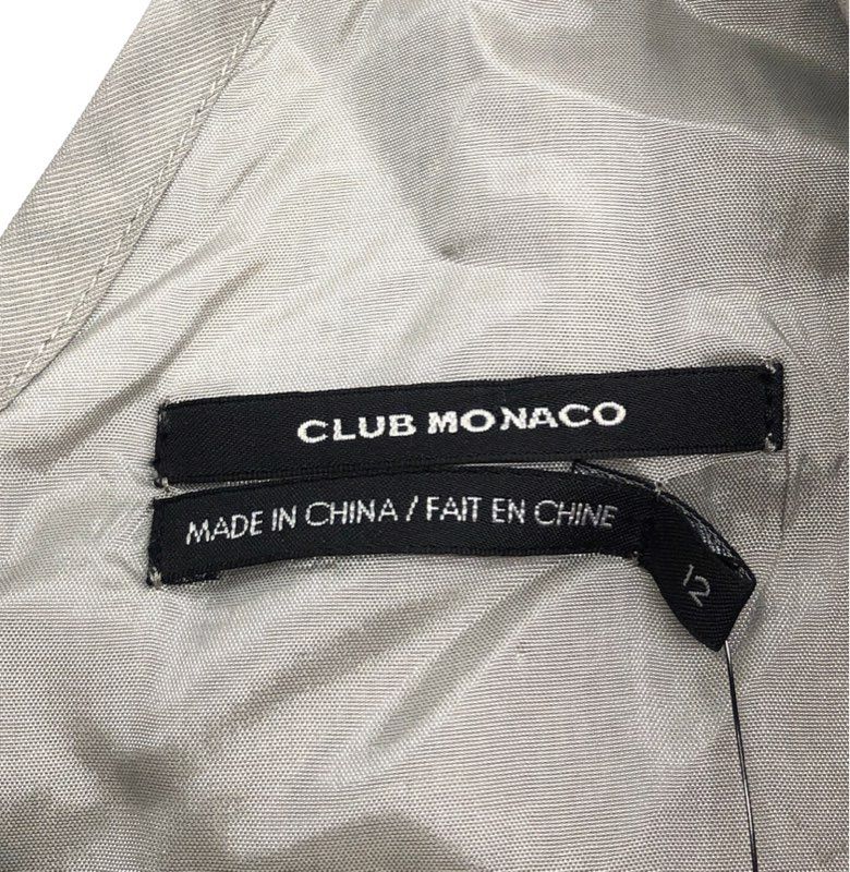 Club Monaco Women's Natasha Dress Taupe Linen Silk V-Neck Mini NWT Sz 12