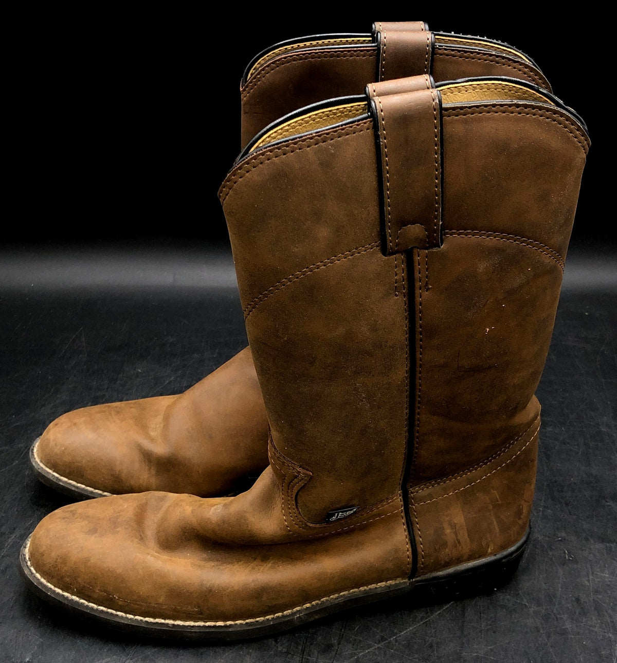 Justin Basics JBL3001 Brown Leather Roper Western Boots Men's Size 9 C