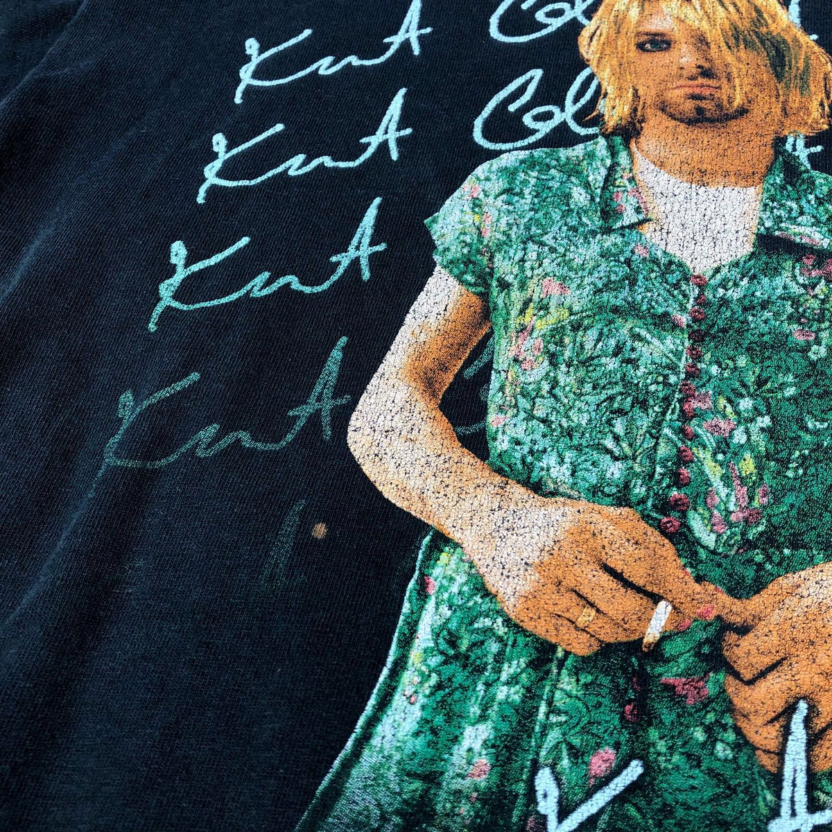 Vintage Y2K Nirvana Kurt Cobain in Dress Grunge Band Black/Multi T-Shirt - Sz S