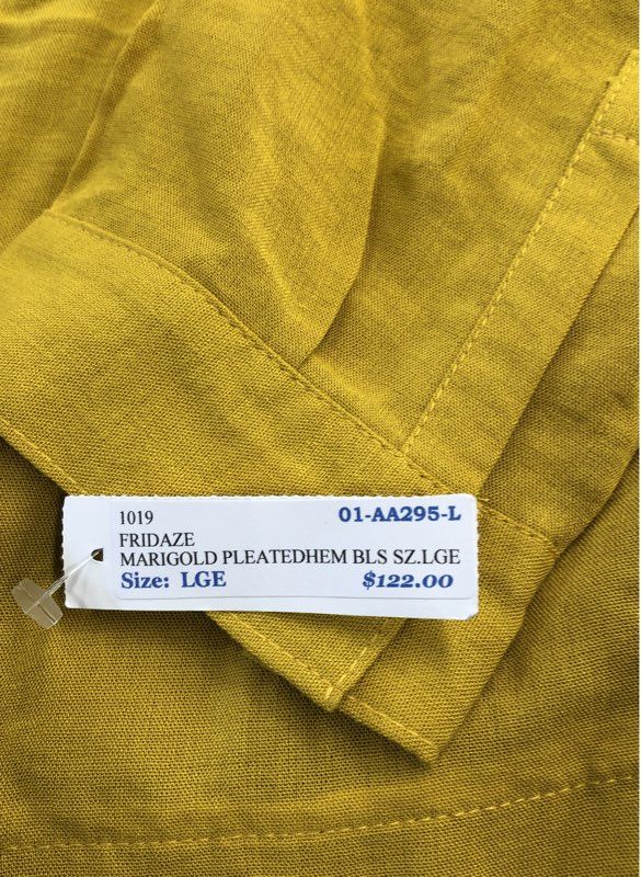 NWT Fridaze Women's Marigold Pleated Hem Blouse - Size L