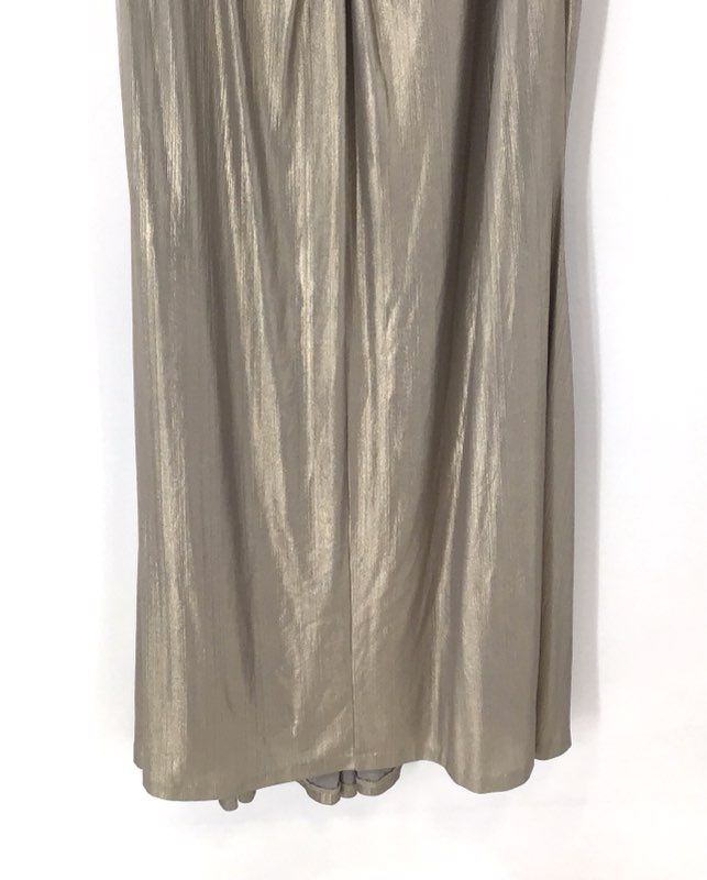 Calvin Klein Women's Gold Metallic Knot Front Gown Sleeveless Sz 16 NWT