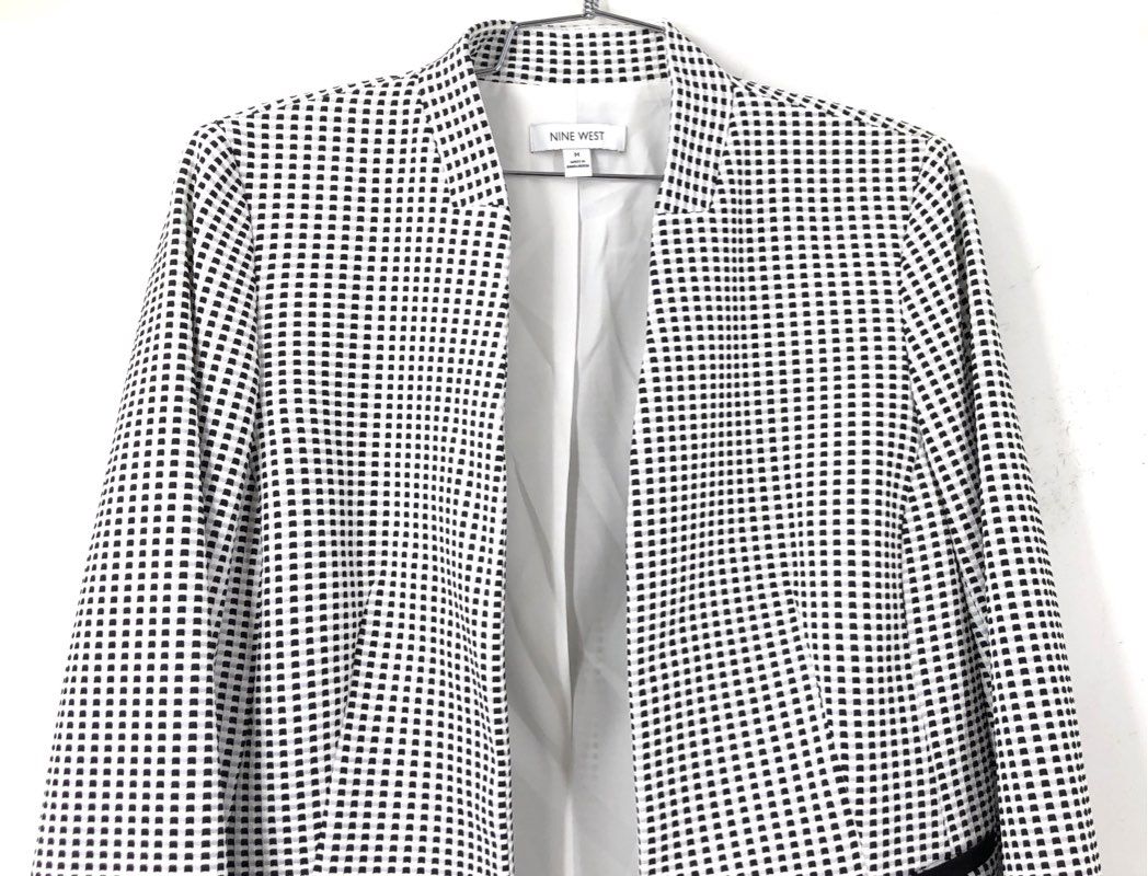 NWT Nine West Women's Black White Check Blazer - Size M