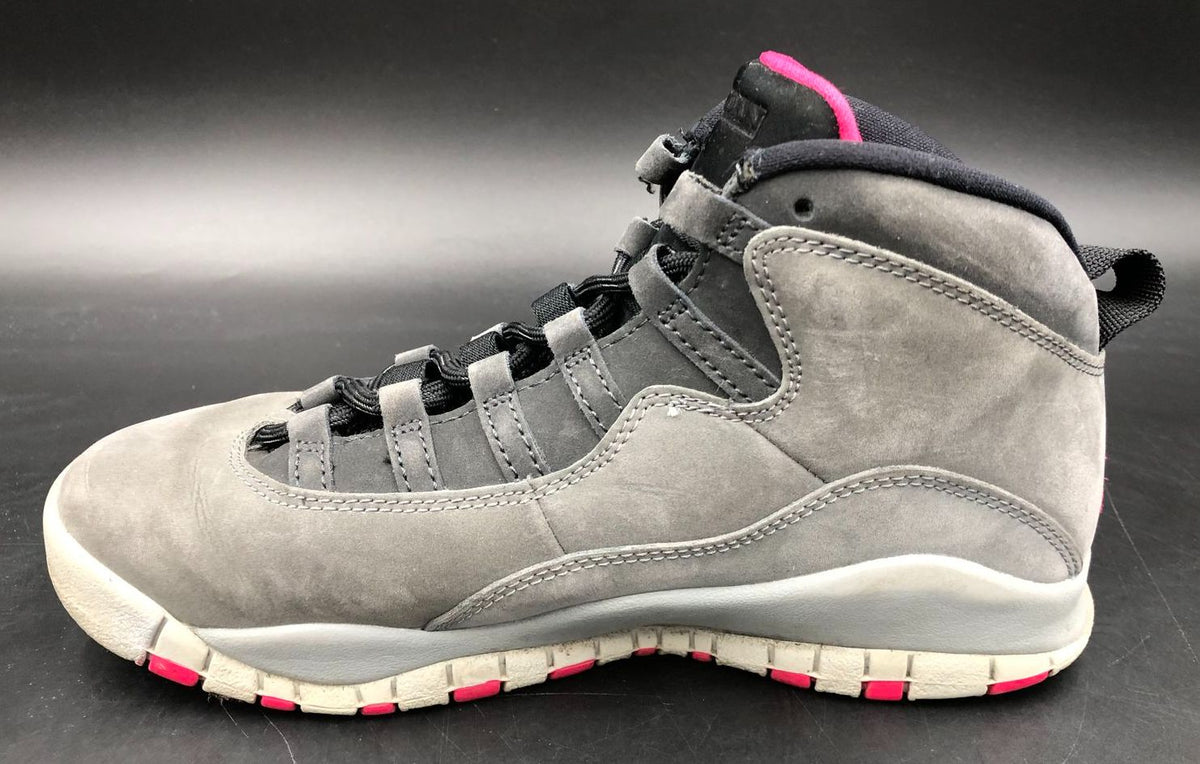 Nike Air Jordan 10 Retro GS &#39;Smoke Grey&#39; &amp; Black/Pink Sneakers - Size 5Y (+COA)