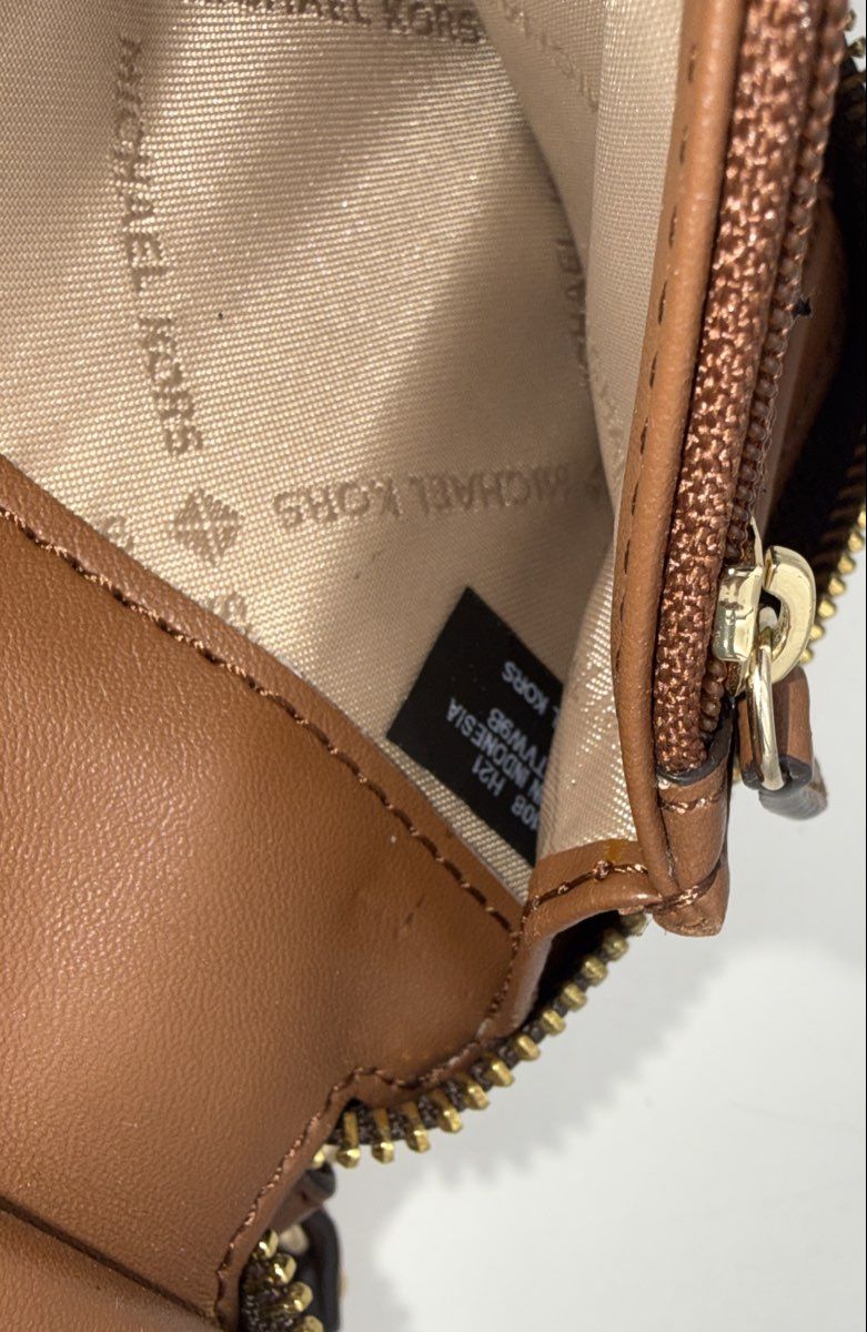 Michael Kors Brown Monogram Jet Set Travel Continental Zip Around Wristlet