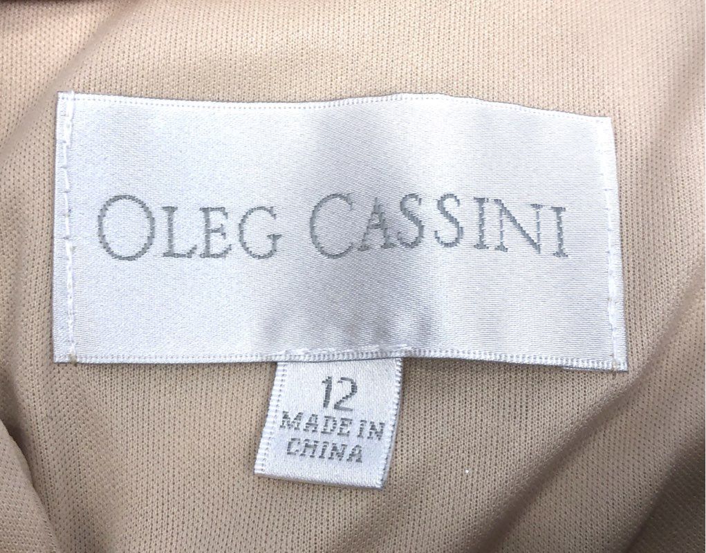 Oleg Cassini Women's Metallic Gold V-Neck Sleeveless Long Slit Gown NWT Sz 12
