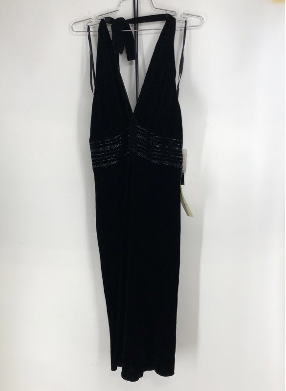 Vintage Jones New York Women's Black Silk Velvet Beaded Halter Dress Sz 16 NWT