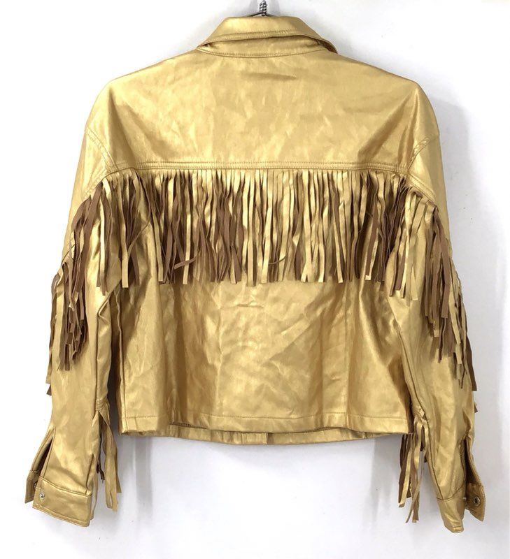 NWT Karlie Women's Gold Fringe Jacket - Size S
