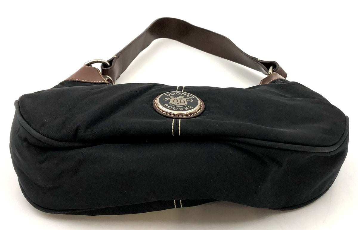 Vintage Dooney & Bourke Black Nylon Hobo Bag with Brown Leather Trim (+COA)