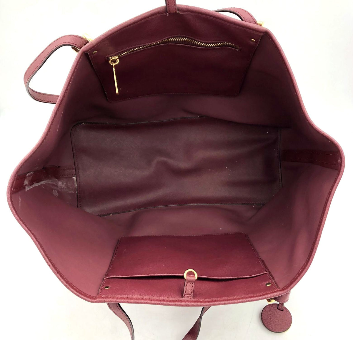 Authentic Michael Kors Women&#39;s Burgundy Luxury Leather Tote Bag - COA Included