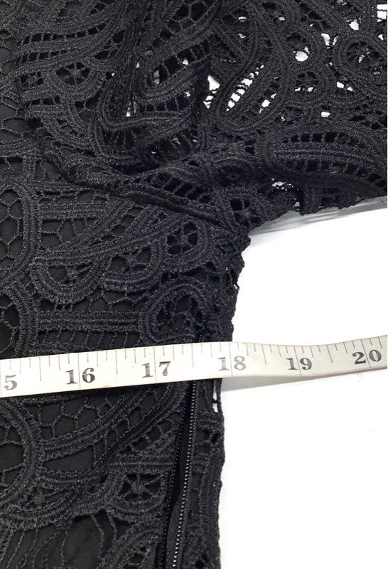 Tularosa Women's Black Lace Mini Dress Lace-up Front Pom Pom Trim Sz S