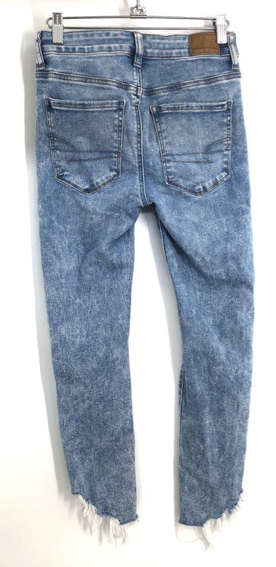 American Eagle Women's Blue Ne(x)t Level Stretch Distressed Skinny Jeans Sz 2S