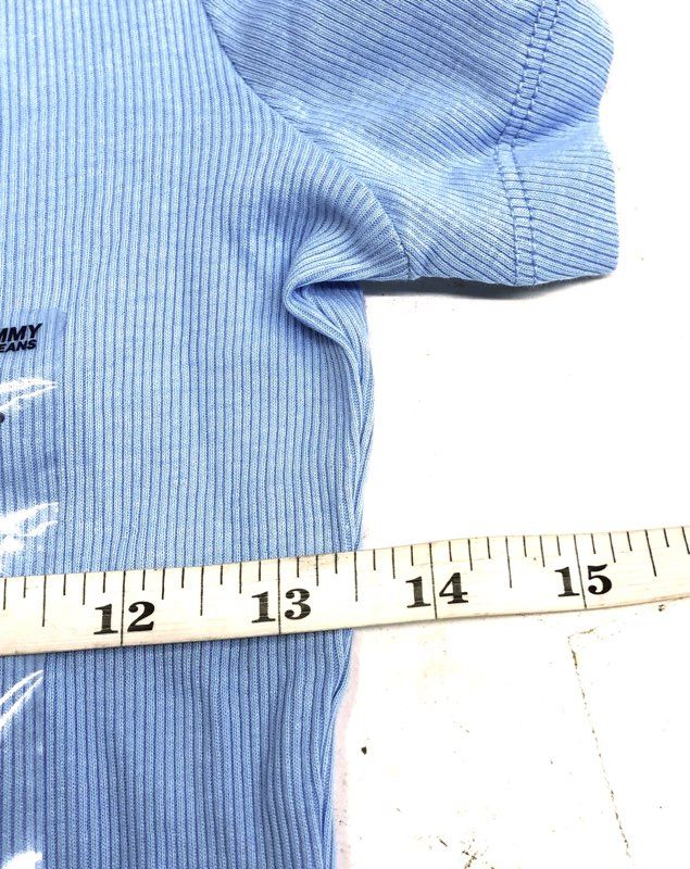 Tommy Jeans Women's Light Blue Ribbed Short Sleeve Skater Polo Dress NWT Sz S