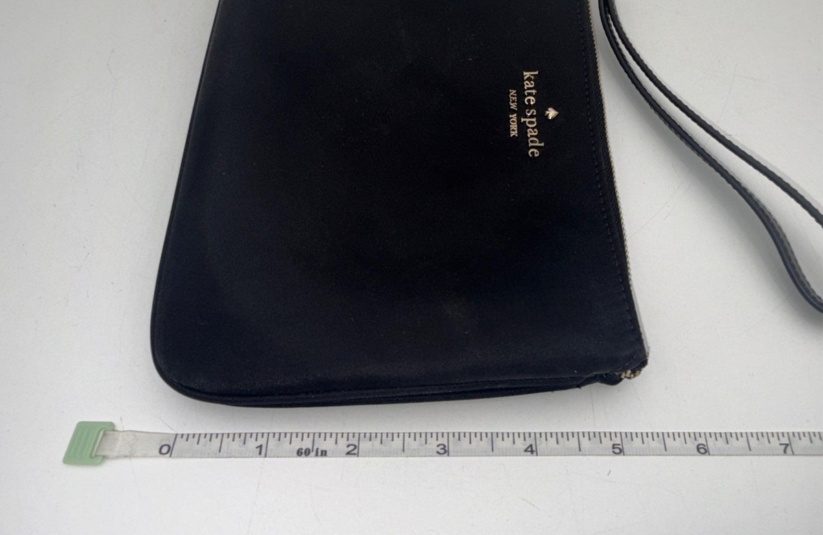 Kate Spade New York Black Nylon Wristlet Small Pouch Clutch Gold Hardware
