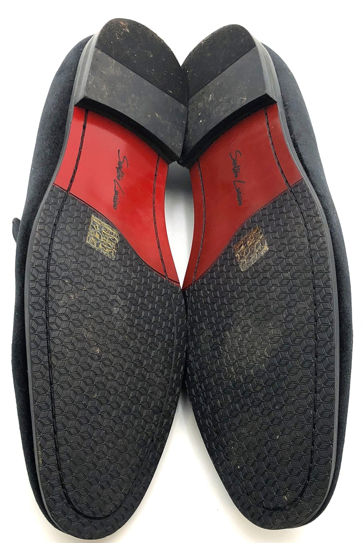 Santino Luciano C-351 Black Velvet Smoking Loafers Men's Shoes Size 13