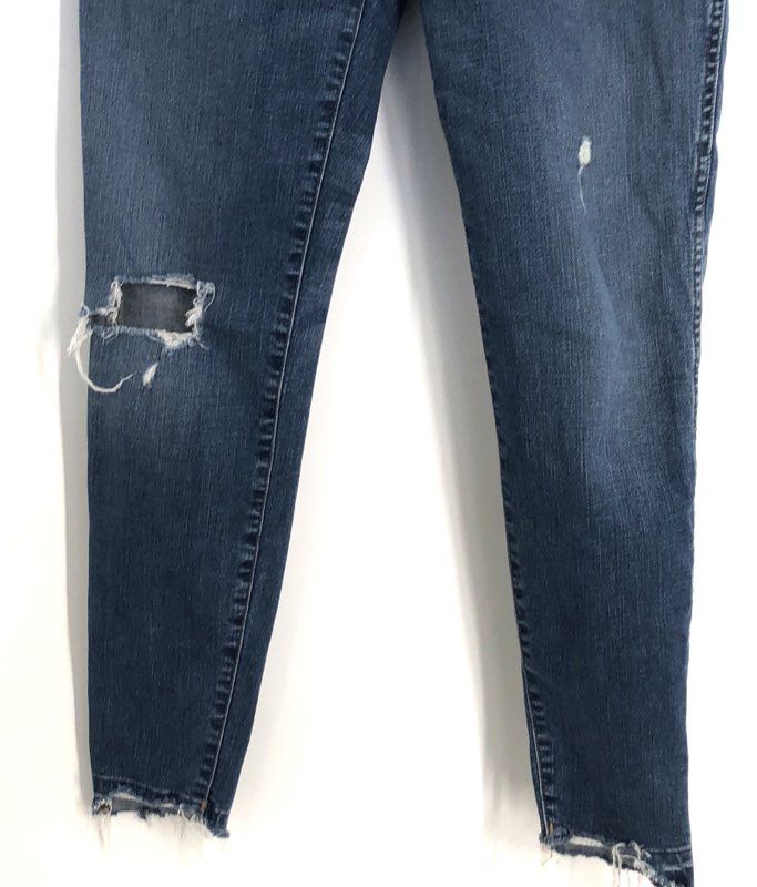 Madewell Women's 10" High-Rise Skinny Jeans Blue Distressed Ripped Raw Hem Sz 30
