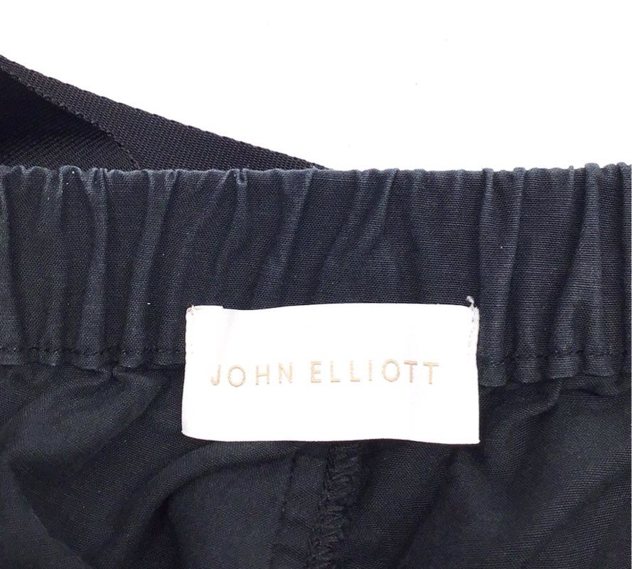 John Elliott Men's Black Belted Twill Shorts Elastic Waist Sz 0
