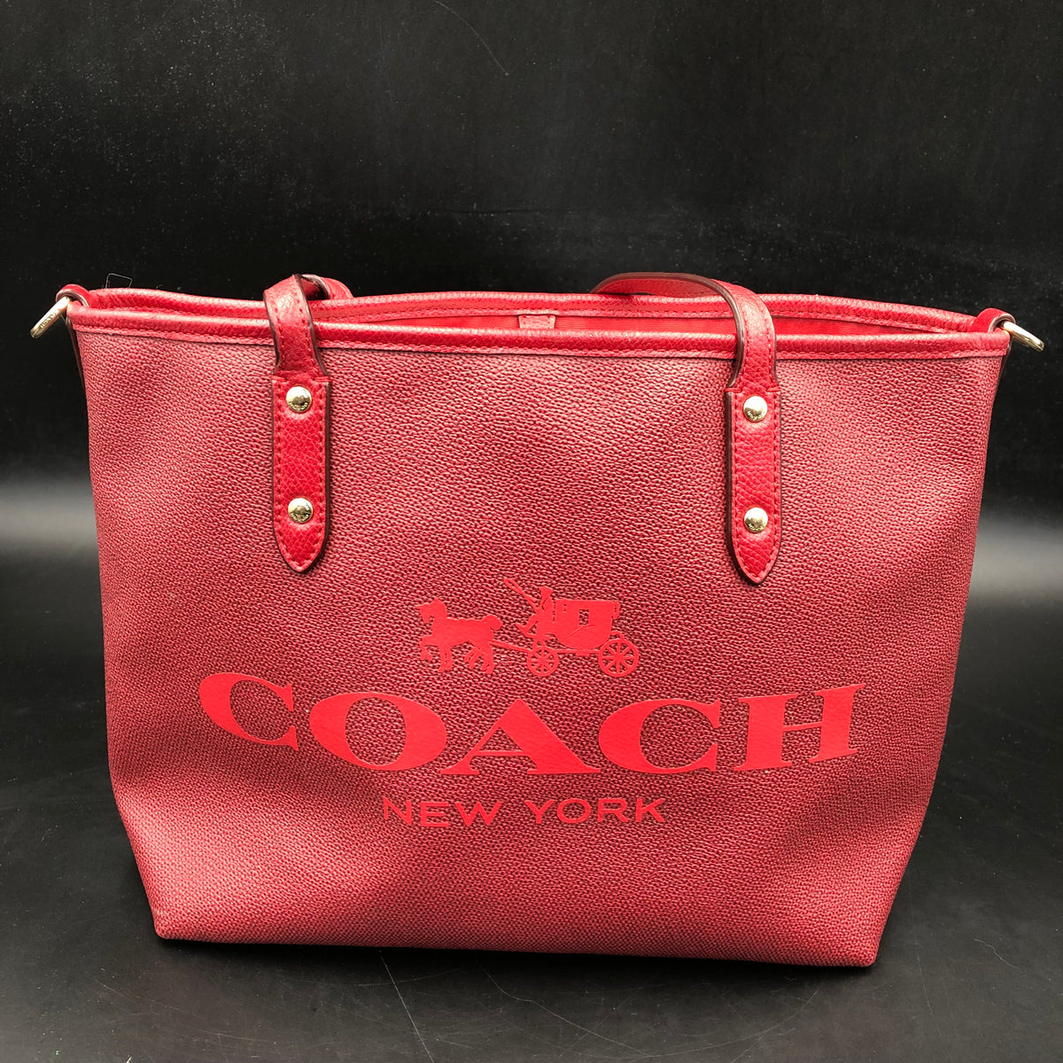 Coach Red Leather 'New York Maggie' Tote Bag (+COA)